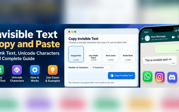 Invisible Text Copy And Paste Guide Showing Blank Text, Unicode Characters, And An Online Copy Tool