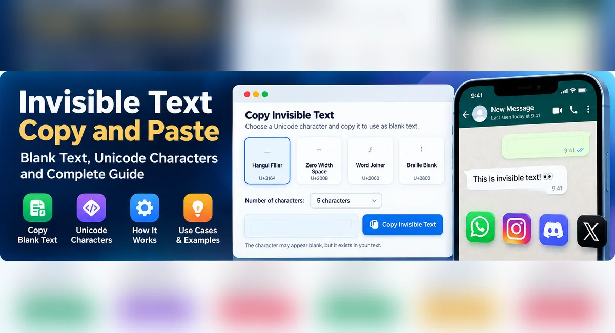 Invisible Text Copy And Paste: Blank Text, Characters &Amp; Unicode Guide 1 Invisible Text Copy And Paste Guide Showing Blank Text, Unicode Characters, And An Online Copy Tool