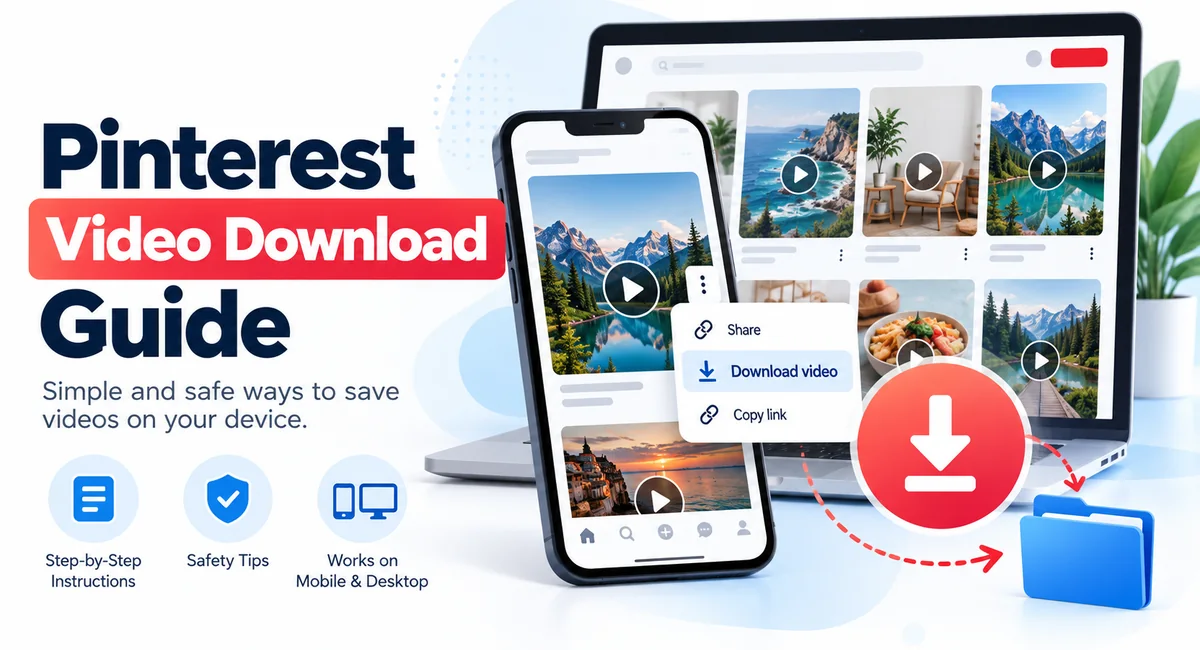 Pinterest Video Download: Safe Ways To Save Videos In 2026 1 Pinterest Video Download Guide Showing Video Pins On Mobile And Desktop With A Download Option.