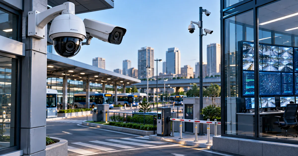 Top Security Camera Manufacturers For Government, Public Safety, And City Surveillance 1 Security Cameras Overlooking A Modern Public Transport Facility With A Surveillance Monitoring Room