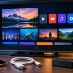 Tech On Dicas: Website, Tv Usb Trick &Amp; Safety Guide 9 Tech On Dicas Smart Tv Guide Showing A Television, Usb Cable, Streaming Device, And Remote